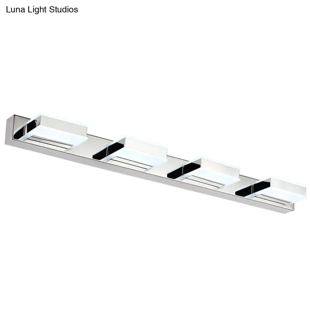 Modern Geometric Led Vanity Wall Light In Nickel Finish - Contemporary Metal Lighting