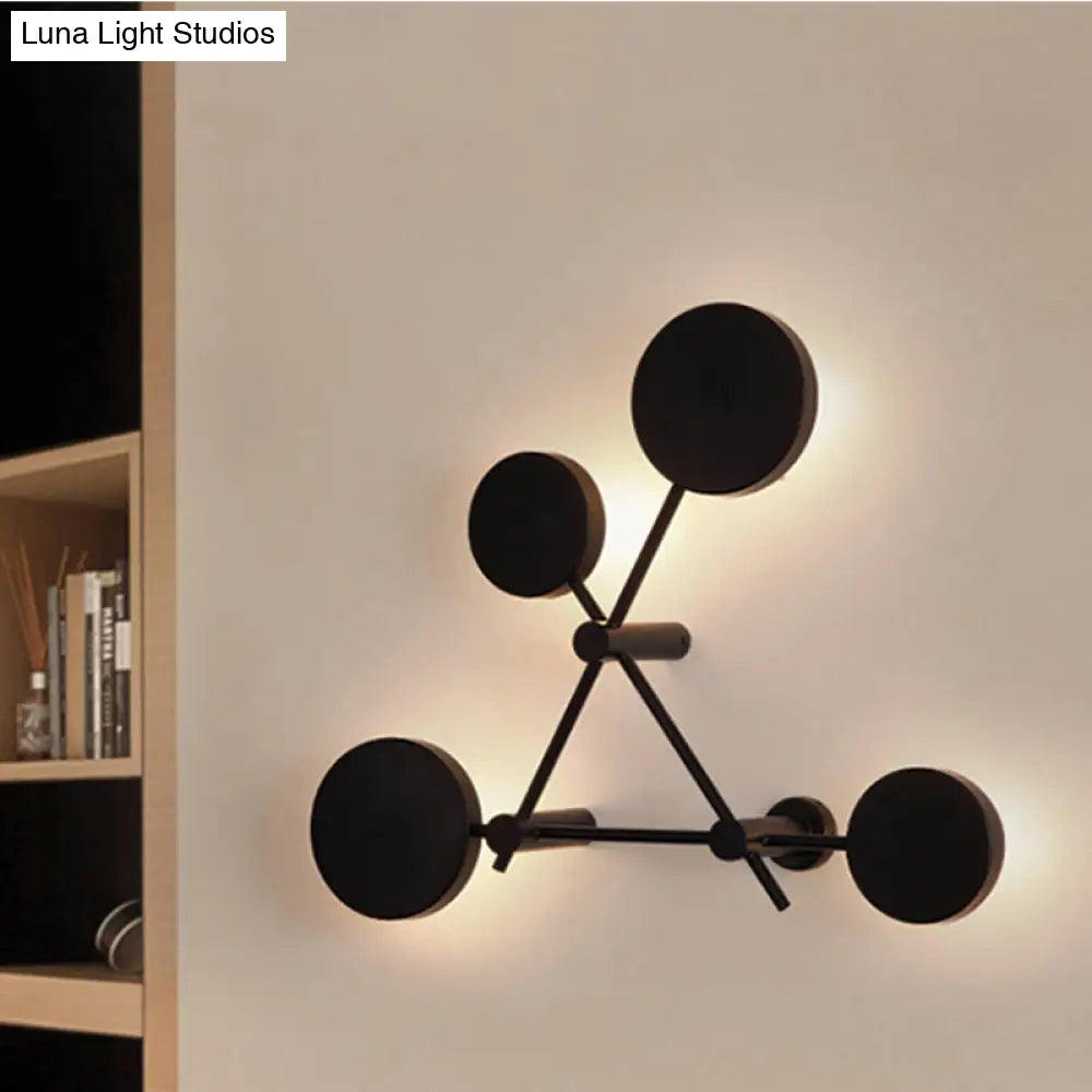 Modern Geometric Led Wall Light Fixture For Living Room - Metallic Mounted Lamp