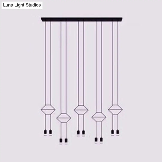 Modern Geometric Metal Suspension Pendant Light - 2/4/6 Black Ceiling Lights