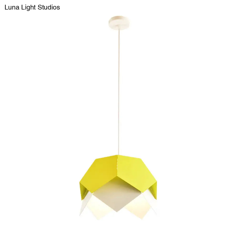 Modern Geometric Metal Ceiling Light With Colorful Hanging Pendant For Dining Room