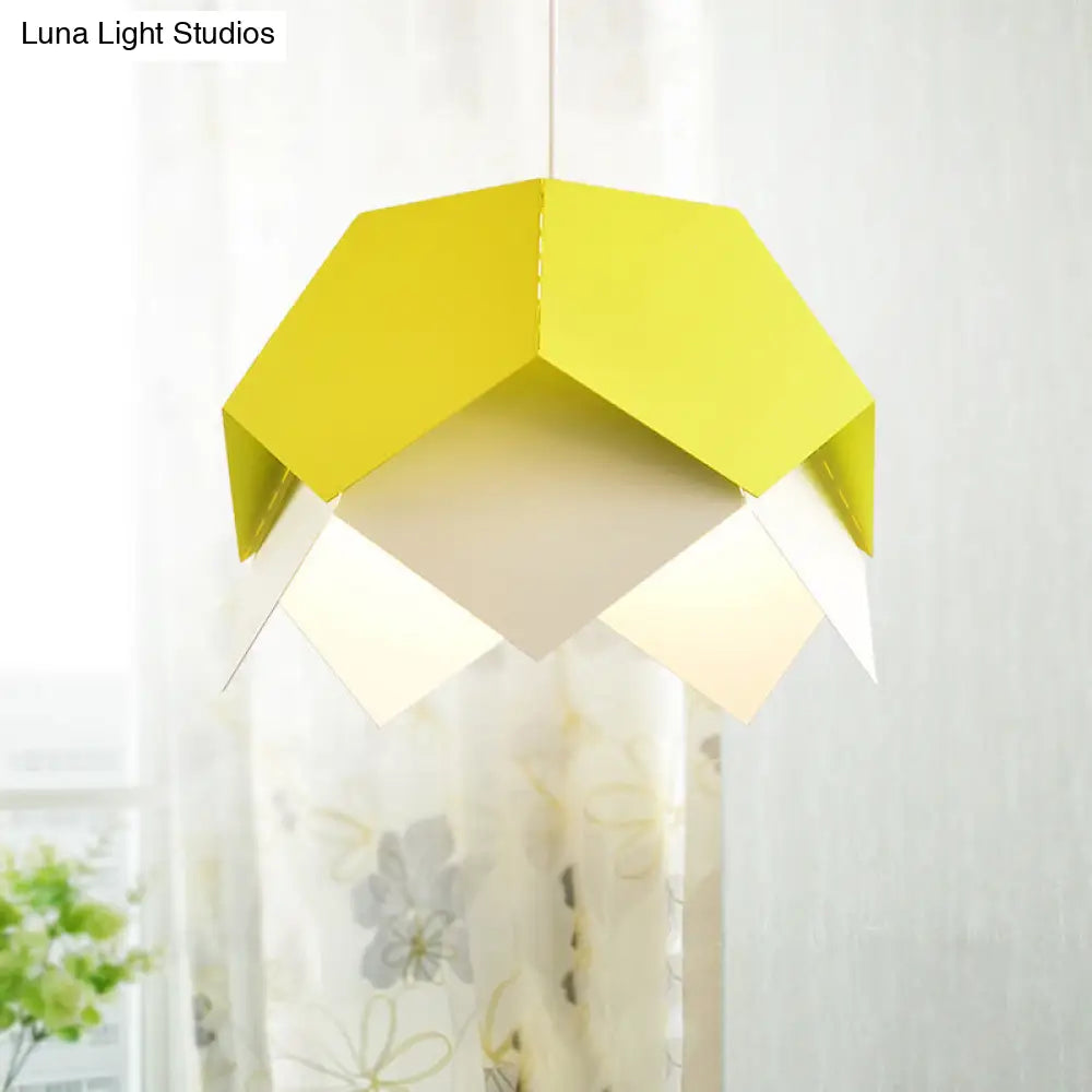 Modern Geometric Metal Ceiling Light With Colorful Hanging Pendant For Dining Room