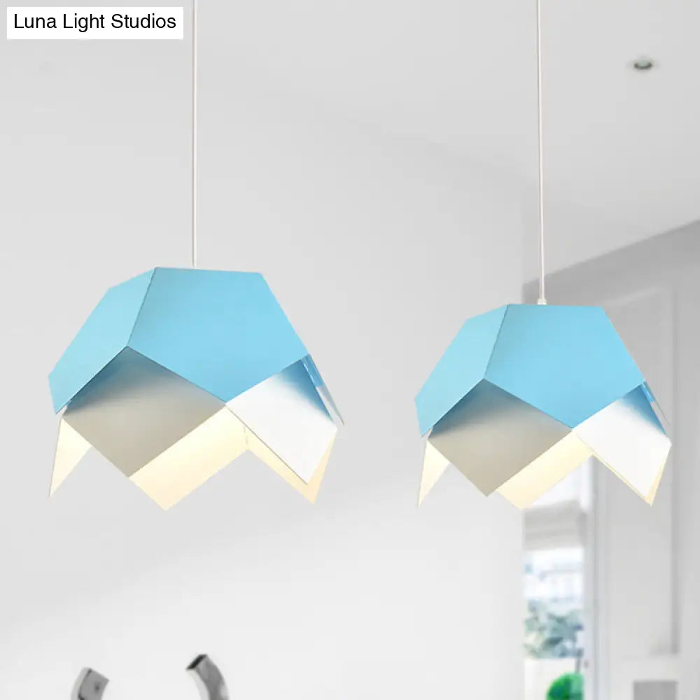 Modern Geometric Metal Ceiling Light With Colorful Hanging Pendant For Dining Room