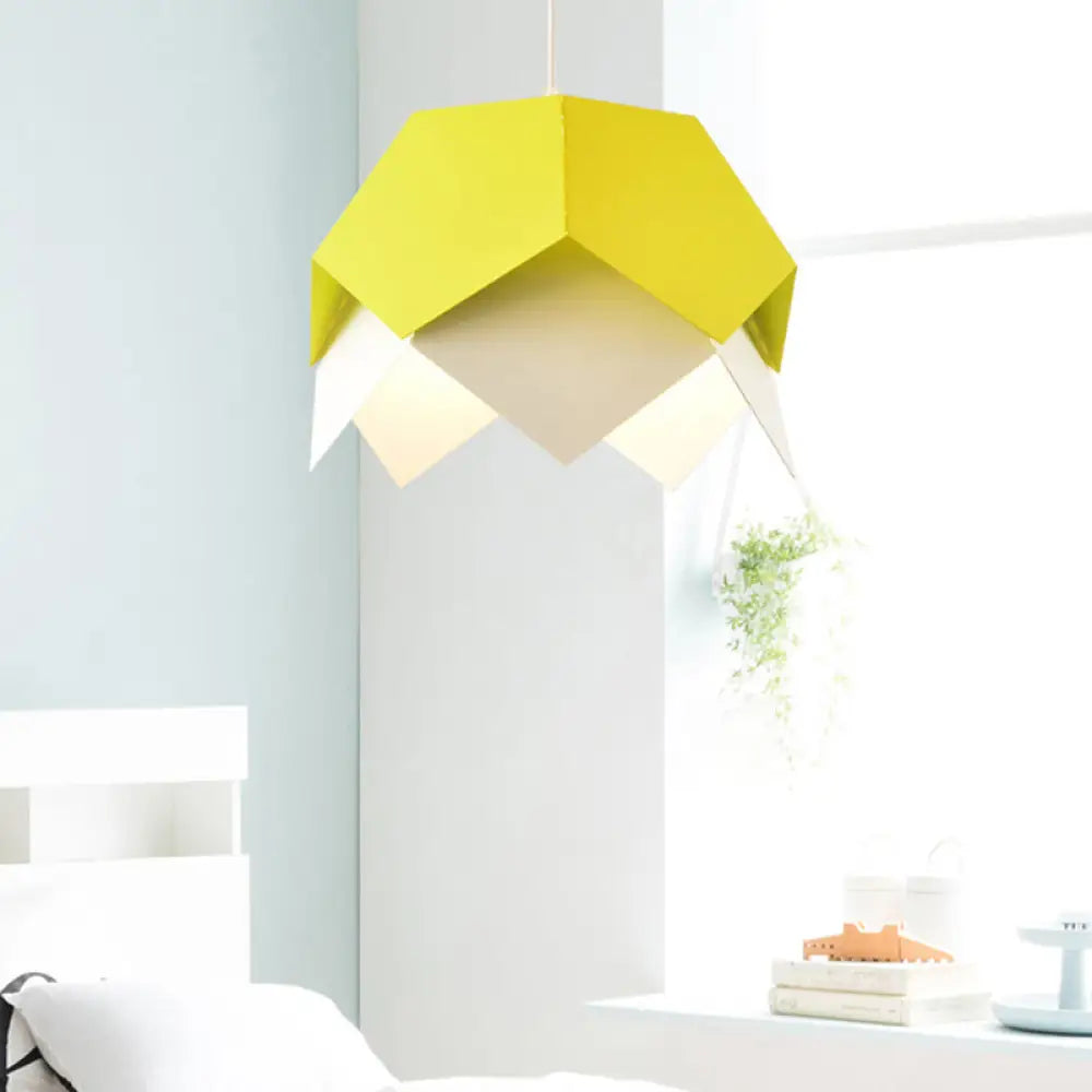 Modern Geometric Metal Ceiling Light With Colorful Hanging Pendant For Dining Room Yellow