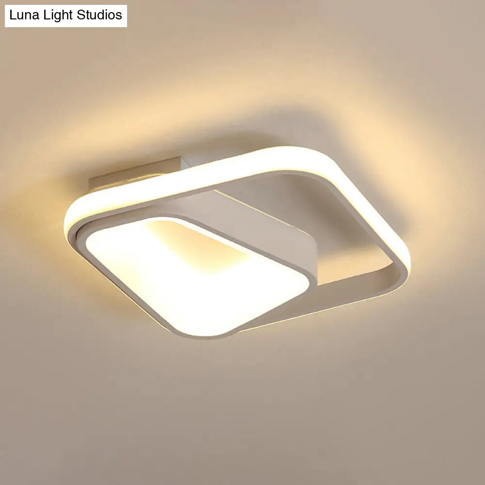 Modern Geometric Metal Flush Mount Led Ceiling Lamp In Gray/White - Natural Light Remote Control &