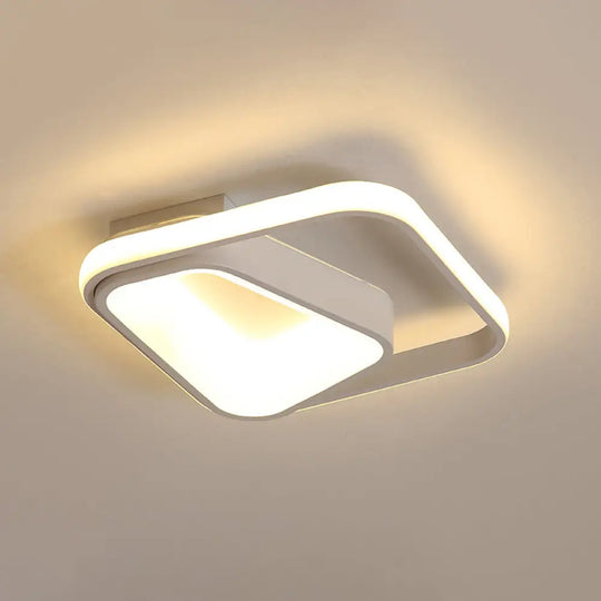 Modern Geometric Metal Flush Mount Led Ceiling Lamp In Gray/White - Natural Light Remote Control &