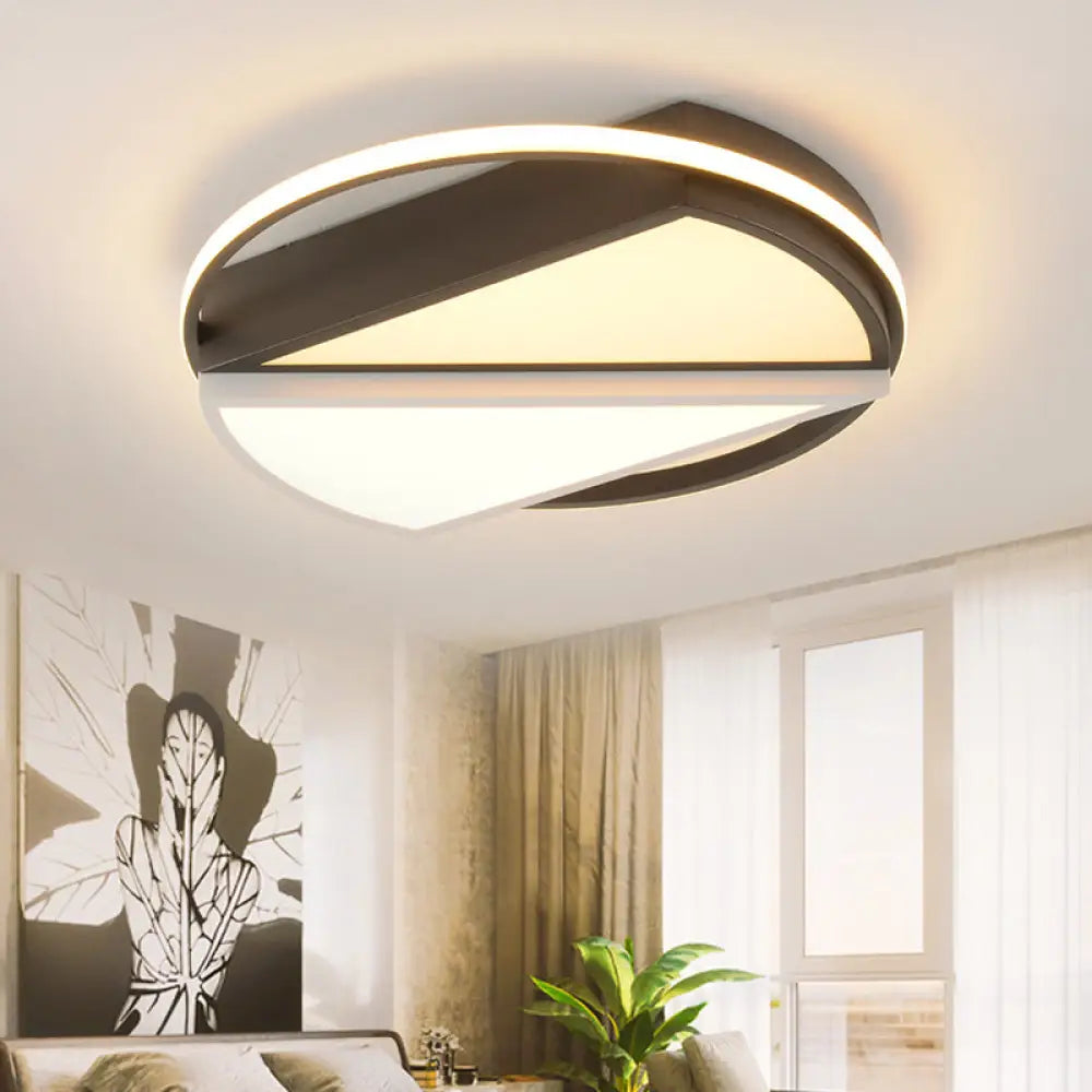 Modern Geometric Metal Led Flush Mount Ceiling Lamp For Bedroom In Black And White Black - White