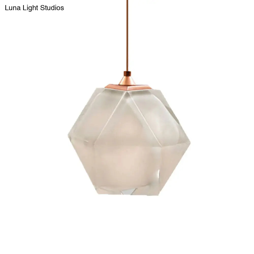 Modern Geometric Pendant Light - White/Smoke Grey/Rose Gold Glass Ideal For Dining Room Ceiling