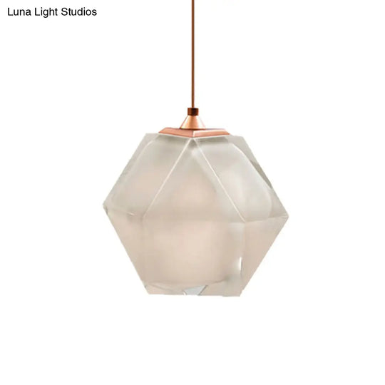 Modern Geometric Pendant Light - White/Smoke Grey/Rose Gold Glass Ideal For Dining Room Ceiling