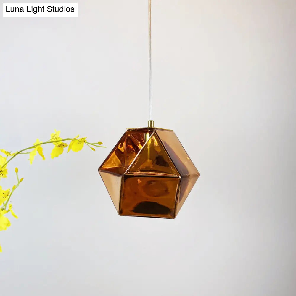 Modern Geometric Pendant Light: White/Smoke Grey/Rose Gold Glass | Stylish Dining Room Ceiling Hang