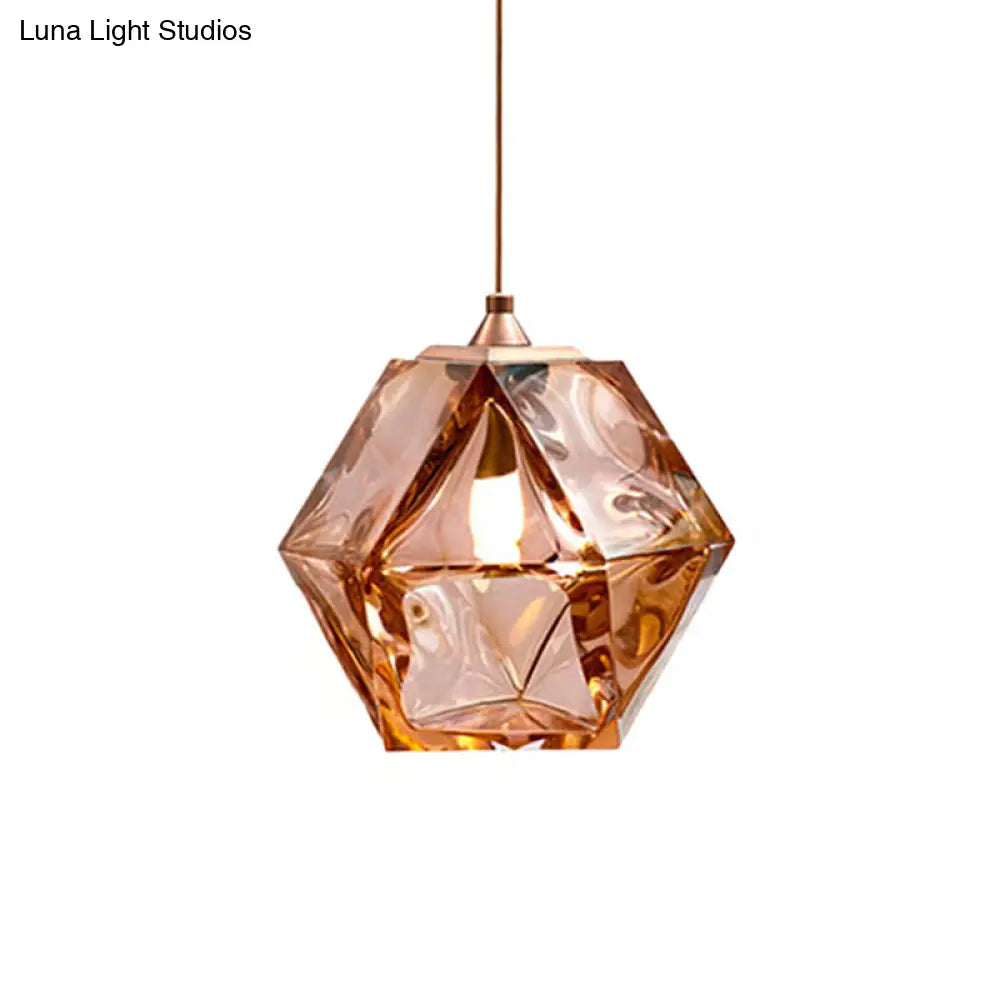 Modern Geometric Pendant Light - White/Smoke Grey/Rose Gold Glass Ideal For Dining Room Ceiling