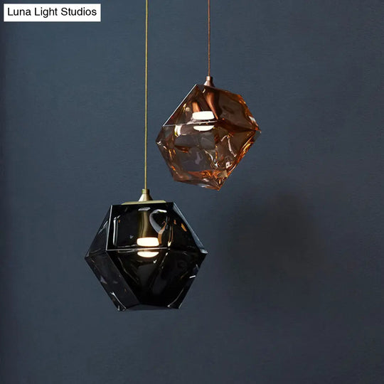 Modern Geometric Pendant Light - White/Smoke Grey/Rose Gold Glass Ideal For Dining Room Ceiling