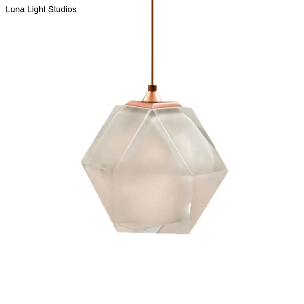 Modern Geometric Pendant Light: White/Smoke Grey/Rose Gold Glass | Stylish Dining Room Ceiling Hang