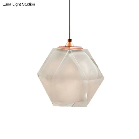 Modern Geometric Pendant Light: White/Smoke Grey/Rose Gold Glass | Stylish Dining Room Ceiling Hang