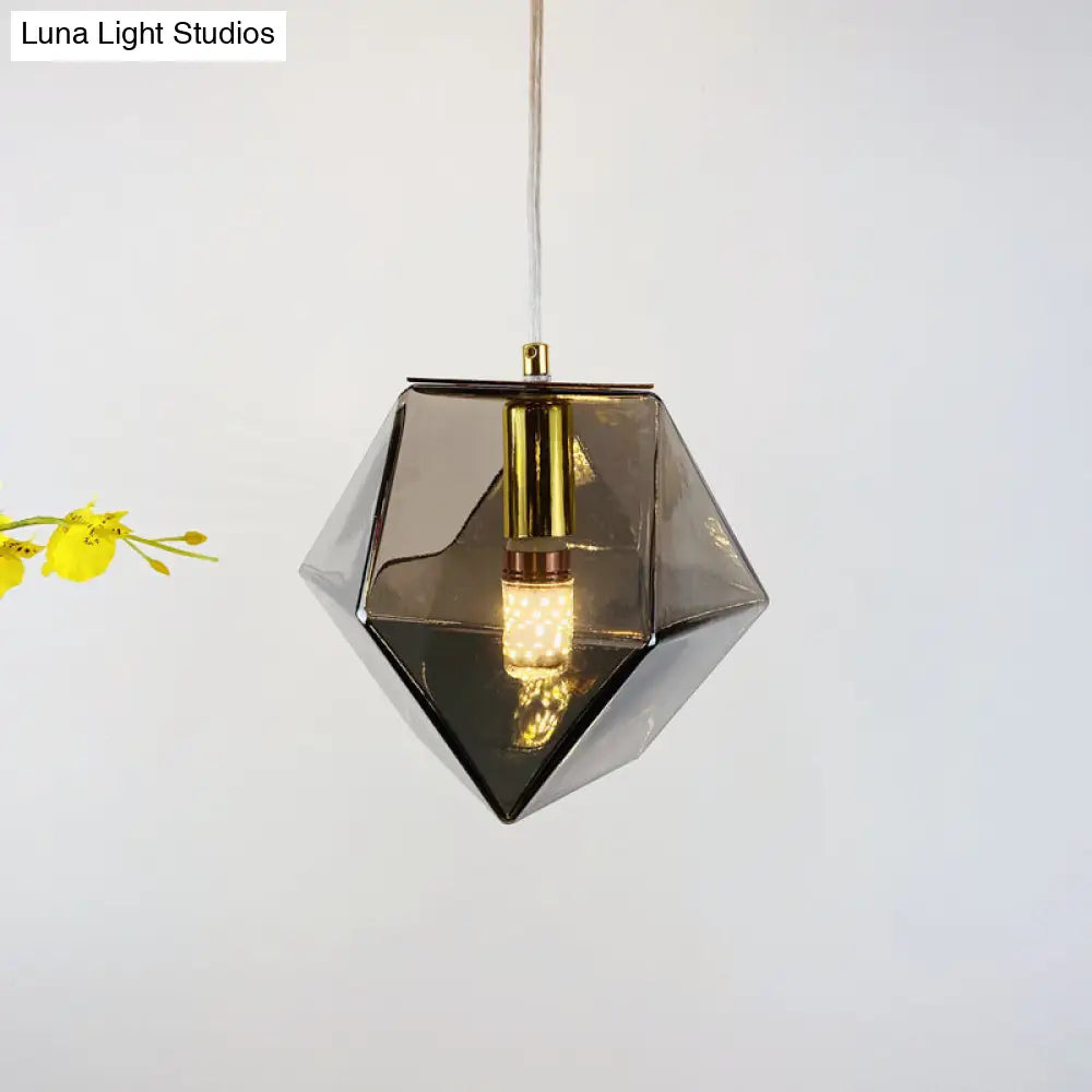 Modern Geometric Pendant Light - White/Smoke Grey/Rose Gold Glass Ideal For Dining Room Ceiling