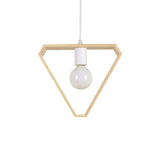 Modern Geometric Pendant Light With Wooden Frame - Single-Bulb Suspension Fixture Wood / Triangle