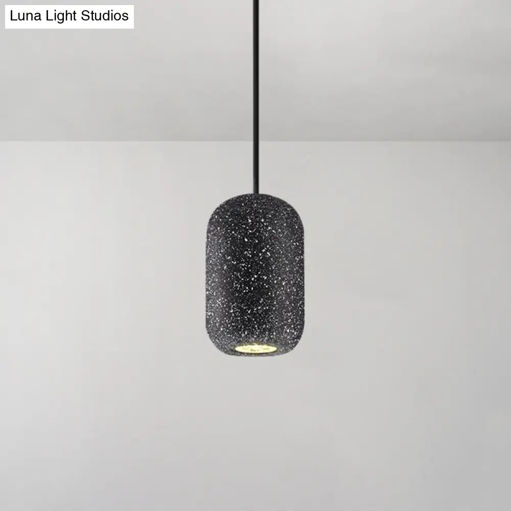 Modern Geometric Shade Ceiling Light - Single Hanging Lamp For Dining Room In Cement Finish