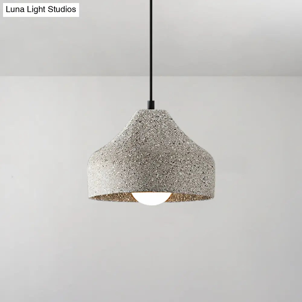 Modern Geometric Shade Ceiling Light - Single Hanging Lamp For Dining Room In Cement Finish