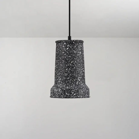 Modern Geometric Shade Ceiling Light - Single Hanging Lamp For Dining Room In Cement Finish Black /