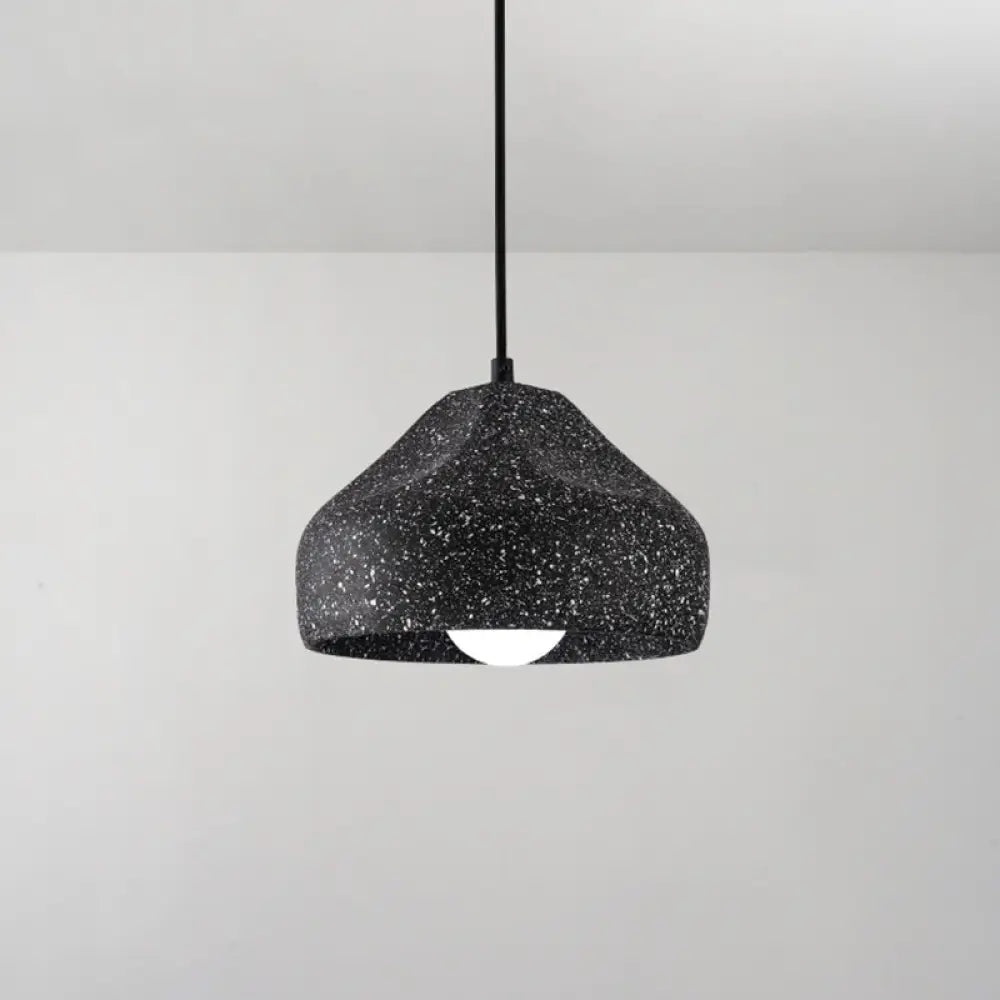 Modern Geometric Shade Ceiling Light - Single Hanging Lamp For Dining Room In Cement Finish Black /