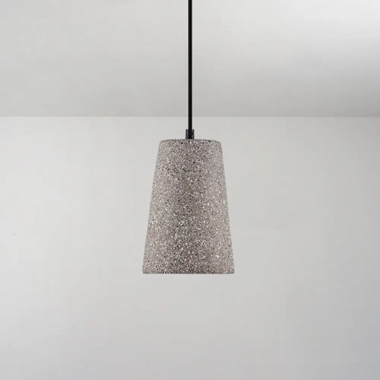 Modern Geometric Shade Ceiling Light - Single Hanging Lamp For Dining Room In Cement Finish Grey /