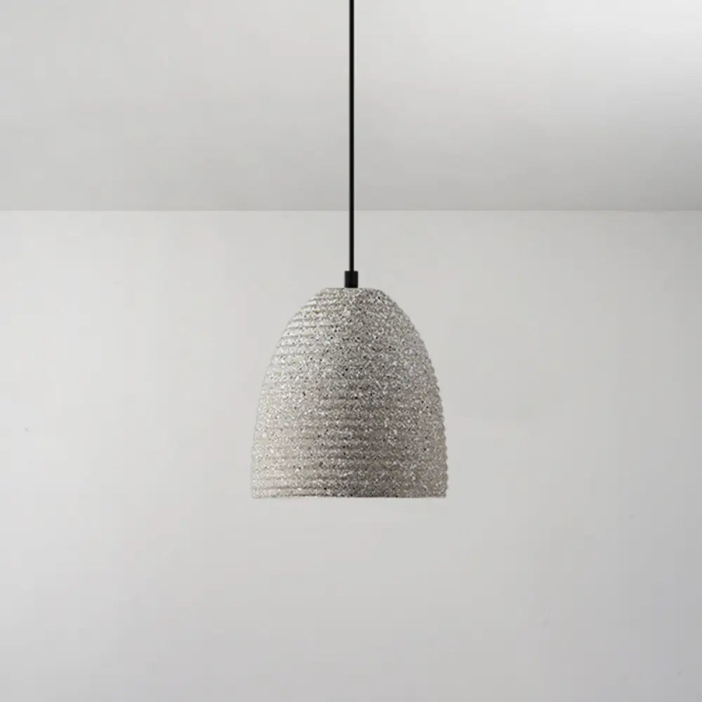 Modern Geometric Shade Ceiling Light - Single Hanging Lamp For Dining Room In Cement Finish Grey /