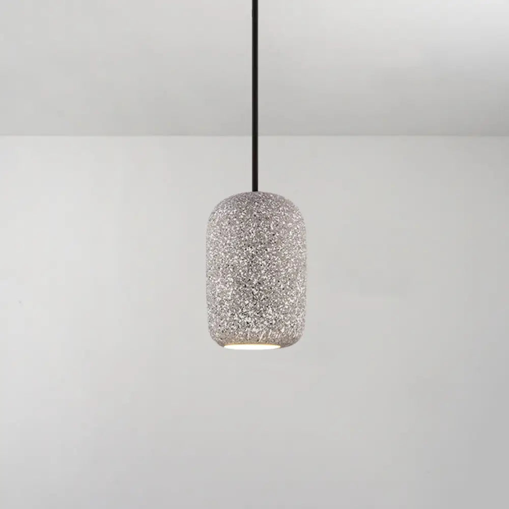 Modern Geometric Shade Ceiling Light - Single Hanging Lamp For Dining Room In Cement Finish Grey /