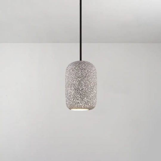 Modern Geometric Shade Ceiling Light - Single Hanging Lamp For Dining Room In Cement Finish Grey /