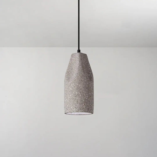 Modern Geometric Shade Ceiling Light - Single Hanging Lamp For Dining Room In Cement Finish Grey /