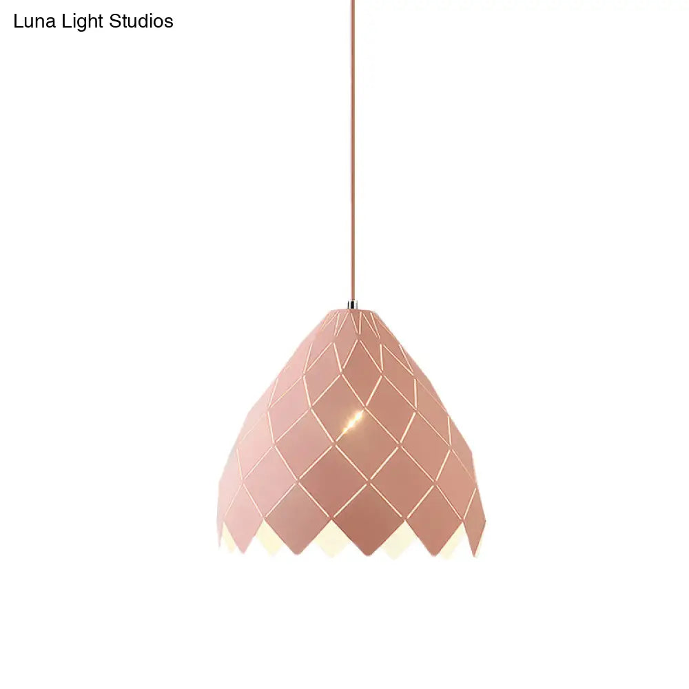 Modern Geometric Splicing Pendant Light - Nordic Metal 1-Light Pink/Yellow/Green Hanging Fixture