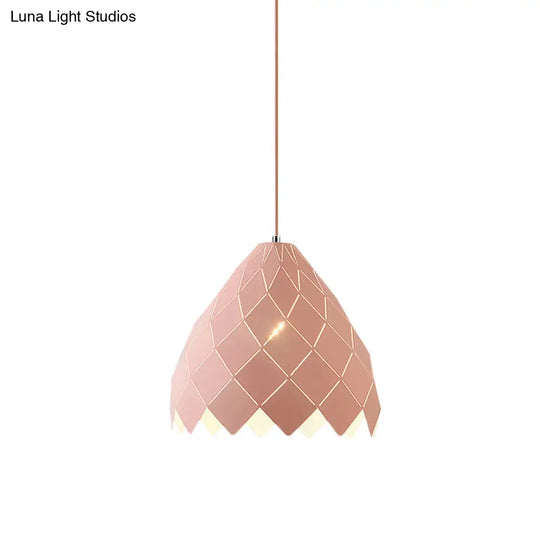 Modern Geometric Splicing Pendant Light - Nordic Metal 1-Light Pink/Yellow/Green Hanging Fixture