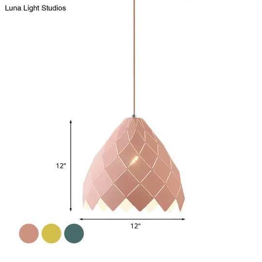 Modern Geometric Splicing Pendant Light - Nordic Metal 1-Light Pink/Yellow/Green Hanging Fixture