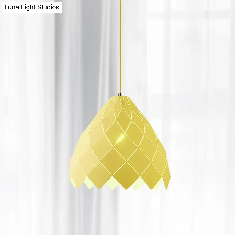 Nordic Metal Geometric Splicing Pendant Light - 1 Pink Yellow Green Hanging Fixture