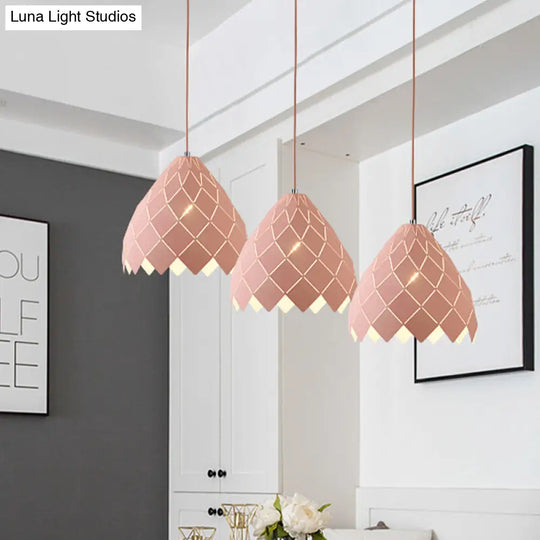 Nordic Metal Geometric Splicing Pendant Light - 1 Pink Yellow Green Hanging Fixture