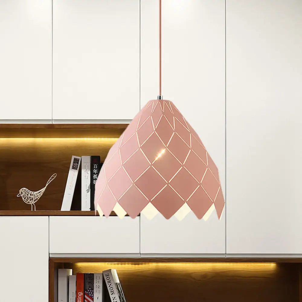 Modern Geometric Splicing Pendant Light - Nordic Metal 1-Light Pink/Yellow/Green Hanging Fixture