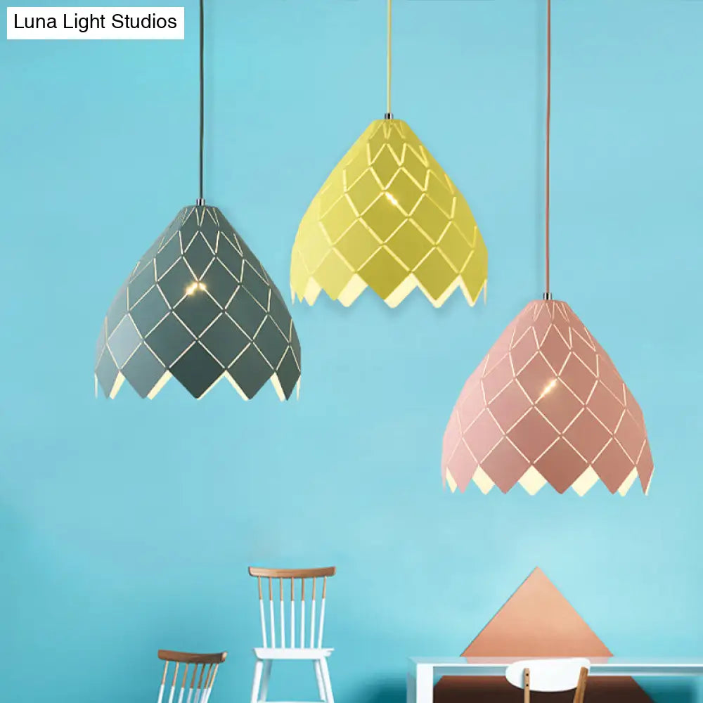 Nordic Metal Geometric Splicing Pendant Light - 1 Pink Yellow Green Hanging Fixture