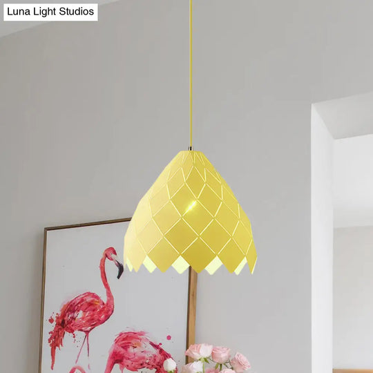 Modern Geometric Splicing Pendant Light - Nordic Metal 1-Light Pink/Yellow/Green Hanging Fixture