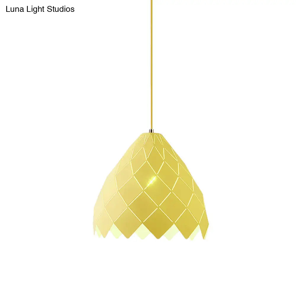 Modern Geometric Splicing Pendant Light - Nordic Metal 1-Light Pink/Yellow/Green Hanging Fixture