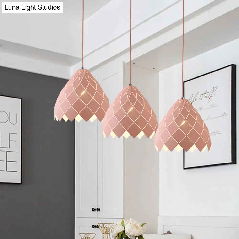 Modern Geometric Splicing Pendant Light - Nordic Metal 1-Light Pink/Yellow/Green Hanging Fixture