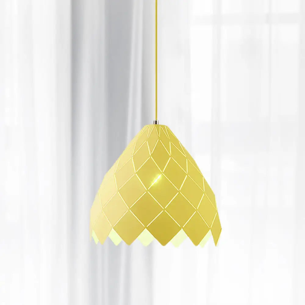 Modern Geometric Splicing Pendant Light - Nordic Metal 1-Light Pink/Yellow/Green Hanging Fixture