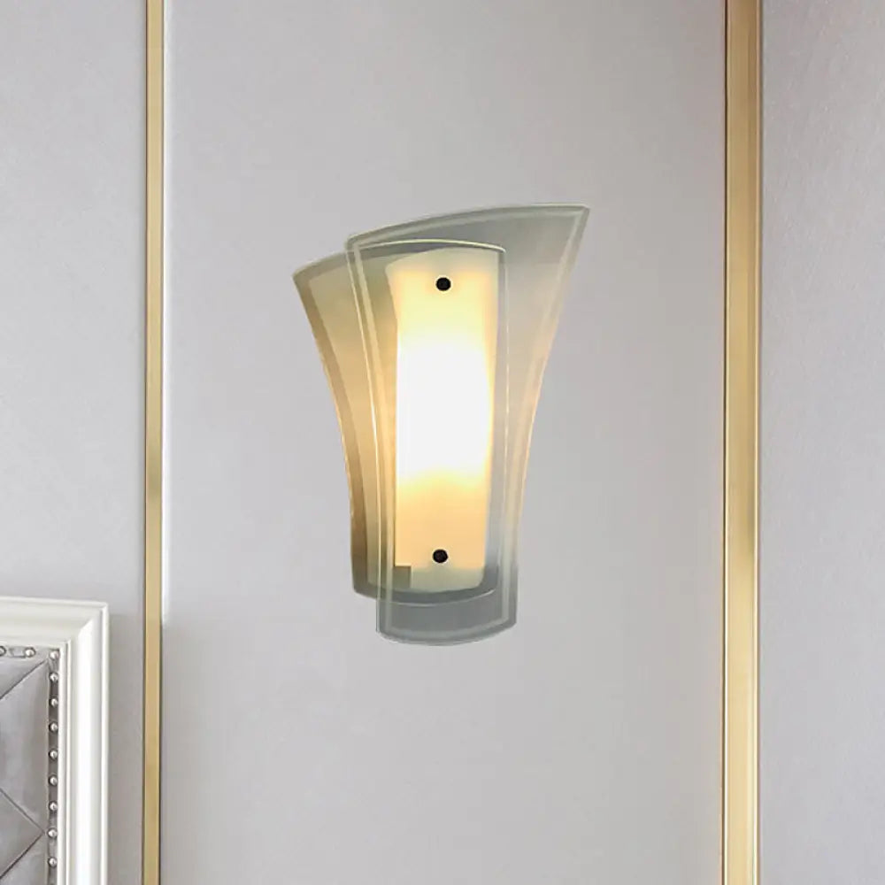 Modern Geometric Wall Sconce - Clear Glass 1-Light Living Room Lamp