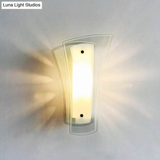 Modern Geometric Wall Sconce - Clear Glass 1-Light Living Room Lamp