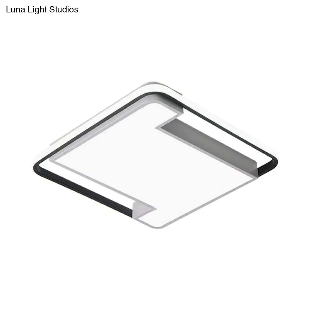 Modern Geometry Led Flush Fixture - 18/22 Width Black/White Acrylic Bedroom Lighting