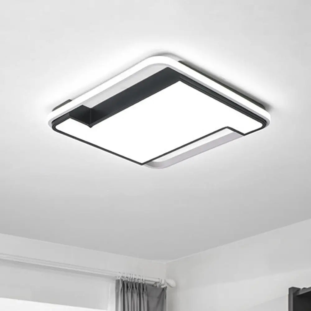 Modern Geometry Led Flush Fixture - 18’/22’ Width Black/White Acrylic Bedroom Lighting Black / 18’