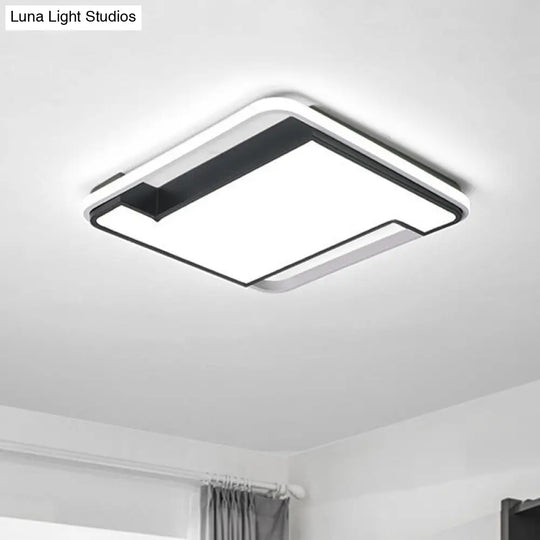 Modern Geometry Led Flush Fixture - 18/22 Width Black/White Acrylic Bedroom Lighting Black / 18