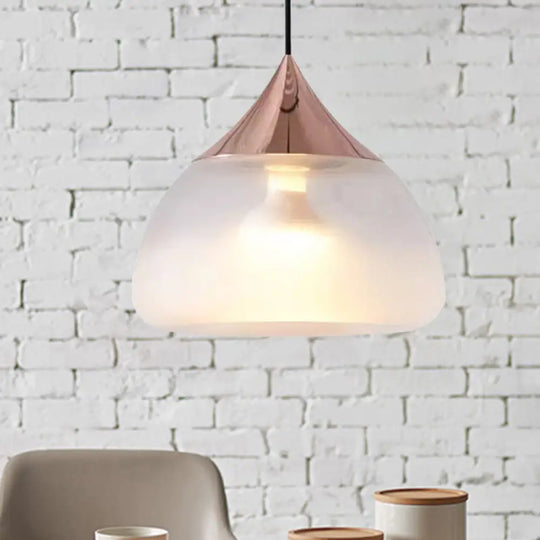 Modern Glass 1-Light Chrome/Gold/Rose Gold Hanging Pendant Light - Stout Design Rose