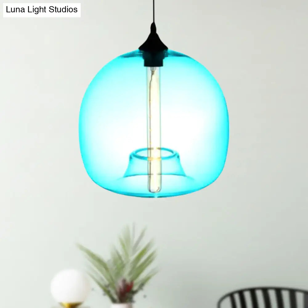 Modern Glass Ball Shade Suspension Light - 1-Light Red/Brown/Blue Hanging Ceiling