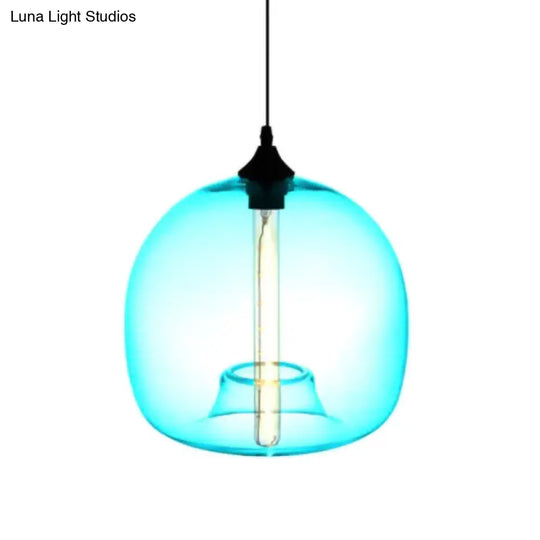 Modern Glass Ball Shade Suspension Light - 1-Light Red/Brown/Blue Hanging Ceiling