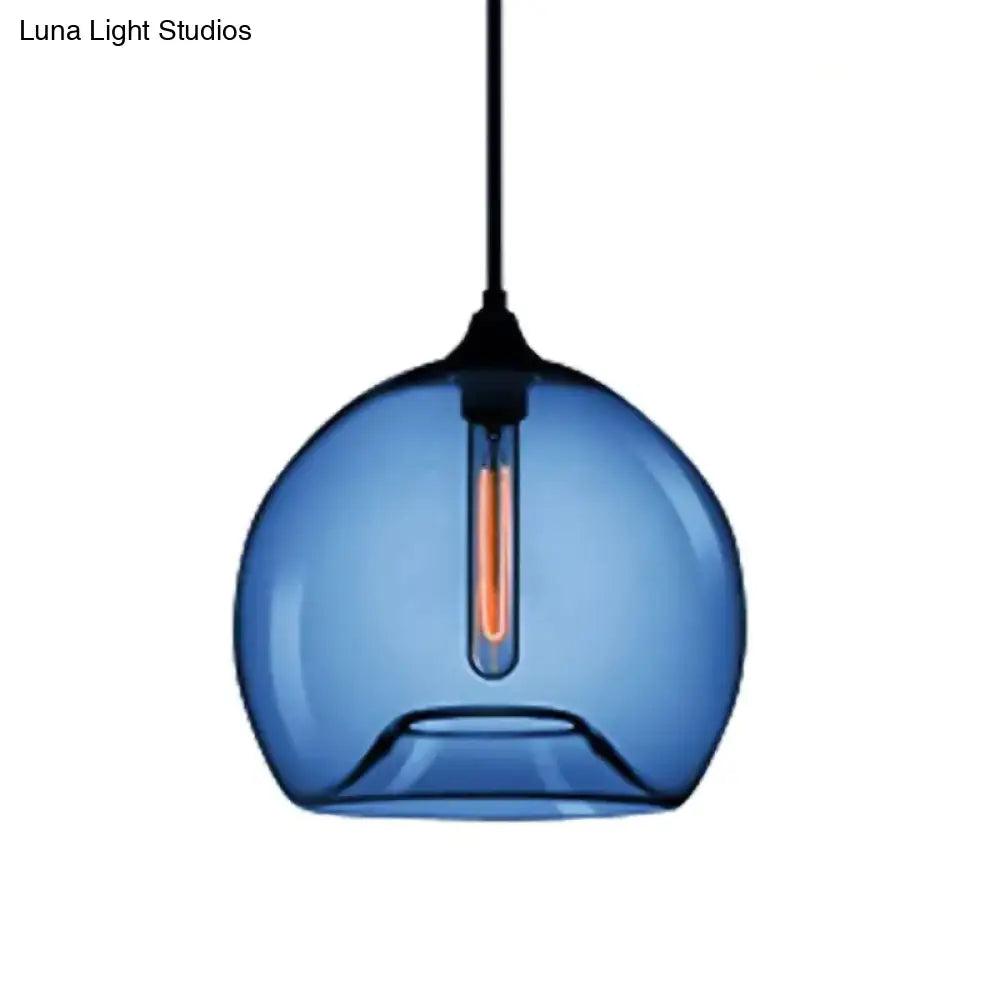 Modern Glass Ball Shade Suspension Light - 1-Light Red/Brown/Blue Hanging Ceiling