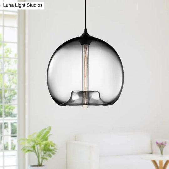 Modern Glass Ball Shade Suspension Light - 1-Light Red/Brown/Blue Hanging Ceiling