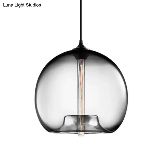 Modern Glass Ball Shade Suspension Light - 1-Light Red/Brown/Blue Hanging Ceiling